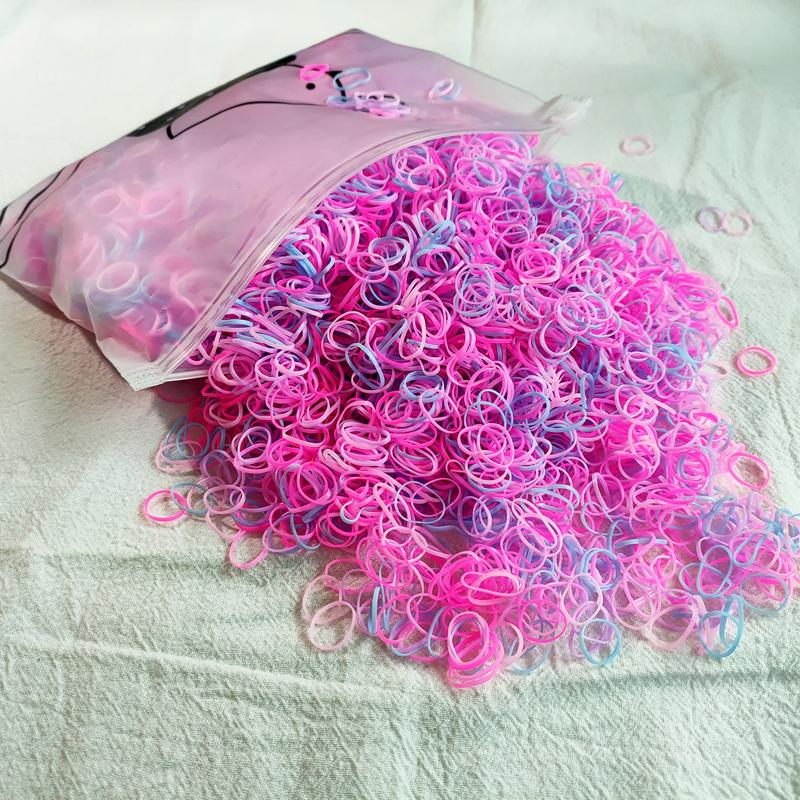 500/1000/2000pcs Girls Colourful Disposable Rubber Band Hair Ties Headband Children Ponytail Holder Bands Kids Hair Accessories