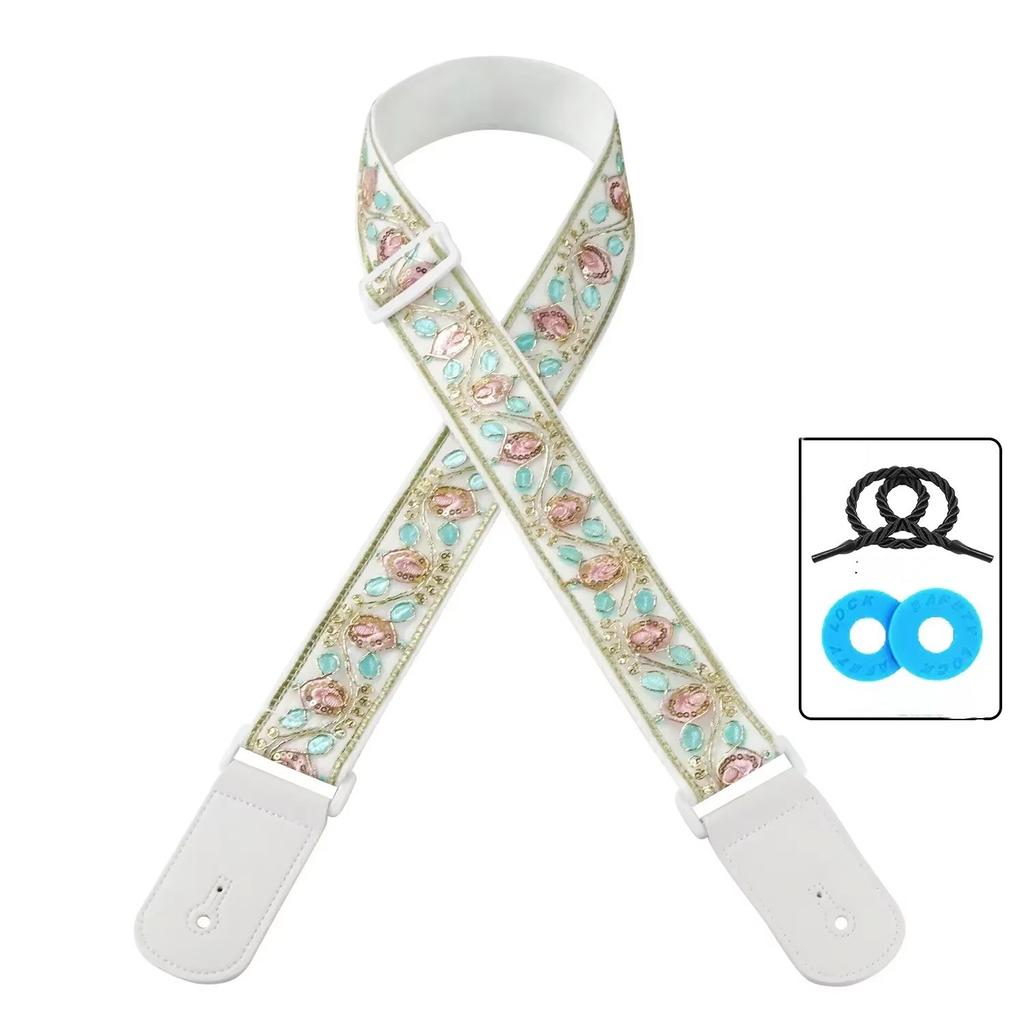 1pc Fashion High Quality Acoustic Guitar Strap Folk Wooden Electric Guitar Shoulder Strap Bass Universal Guitar Accessories