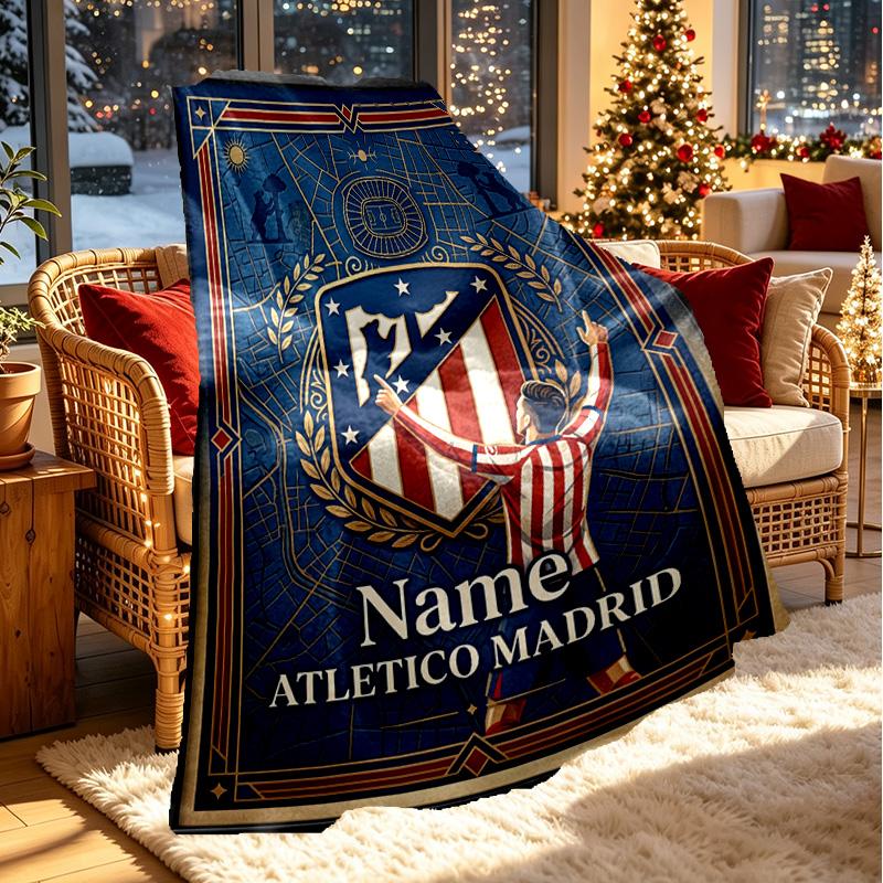 Individualizuotas su vardu Atletico Madrid spaudinio pledas, namų dekoras, miegamasis, sofa, stovyklavimas, svetainės sofa, dovanos gimtadieniui, Kalėdoms
