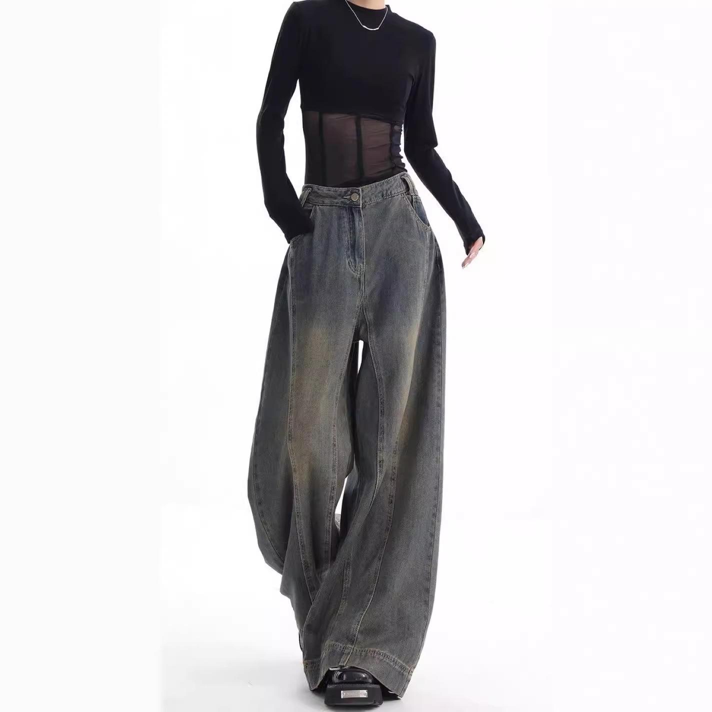 

Ken Studio Women s High-Waist Wide-Leg Retro Jeans - Washed, Floor-Length (Early Autumn Collection) Small