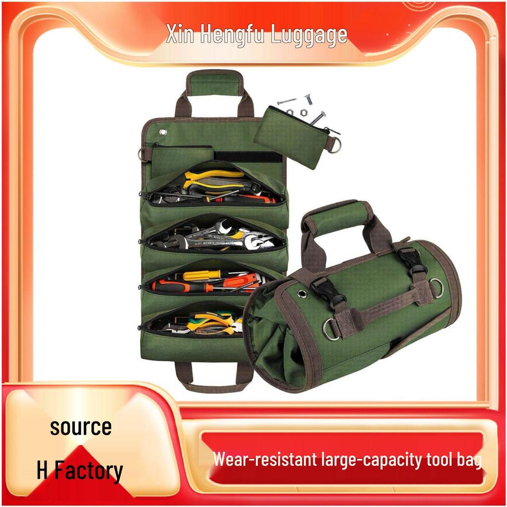 Slitstark Vattentät Verktygsväska i Oxfordtyg, Bärbar, Stor Kapacitet, Multifunktionell, Vikbar - Idealisk för Förvaring av Verktyg och Användning på Arbetsdagen.
