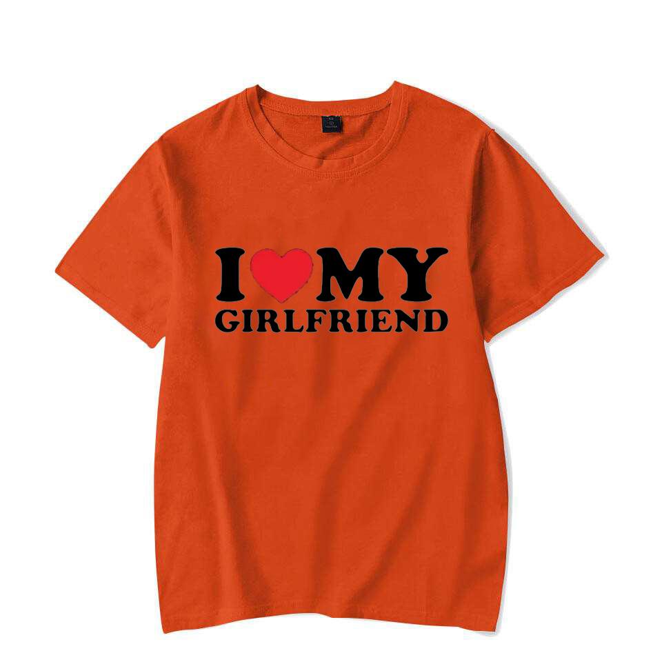 I Love My Girlfriend Print T Shirt Tees For Men Casual Loose Jogging Short Sleeve T Shirt For Summer Spring Summer Sport Tops
