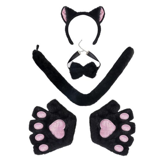

1 комплект, набор перчаток для кошек с галстуком-бабочкой на хвосте и регулируемой повязкой на голову, мягкий плюш, реквизит для выступлений на Хэллоуин, аксессуары для фотосессий, комиксов коричневый