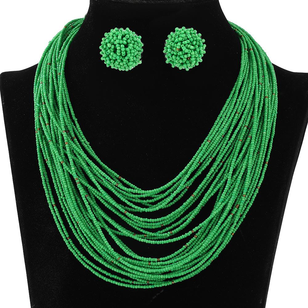 Богемський Багатошаровий Набір Сережок з Рисового Бісеру Ланцюжок для Светра Жіночі Багатошарові Прикраси Ретро Етнічний Стиль