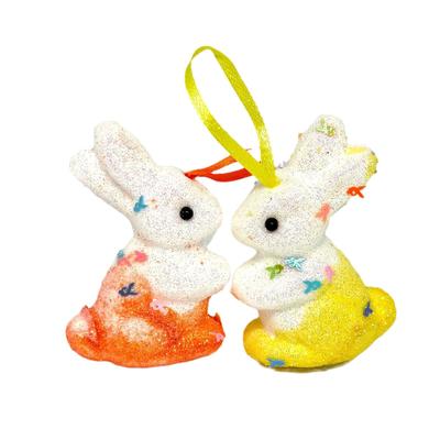 6 Pieces Multicolored Hanging Ornament Easter Rabbit Ornaments,Glitter Bunny Decorations,Craft Decor for Easter Party Supplies