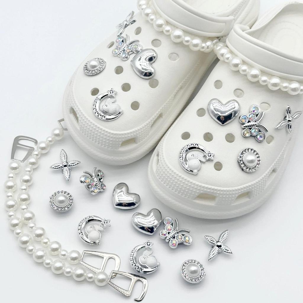 Cute Resin Starfish & Shell Croc Shoe Buckles with High-End Flower Accessories