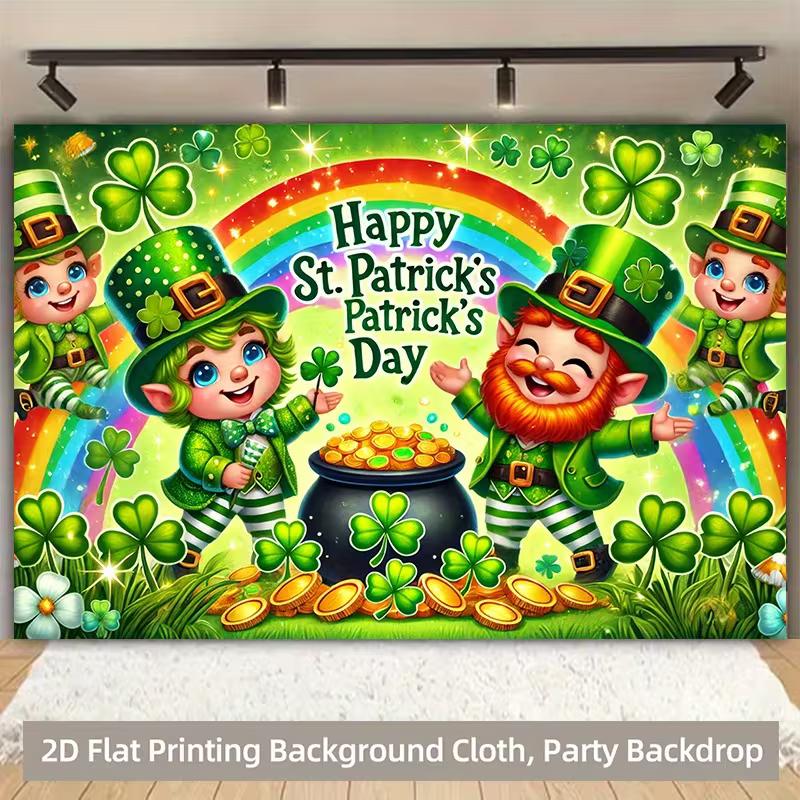 2D Leprechaun Rainbow Shamrock Backdrop Holiday Shoot Banner