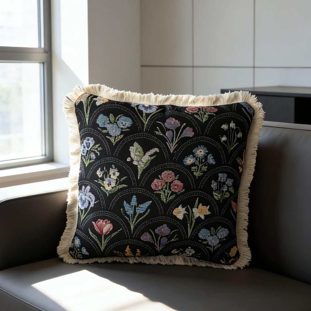 Washable Square Modern Farmhouse Couch Sofa Living Room Outdoor Cushion Decorative Tassel Couch Throw Pillow Covers