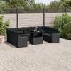 VidaXL Garden Lounge Set 10 Pcs with Cushions Black Wicker 3267475
