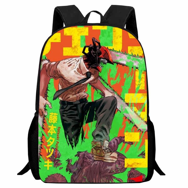 Printed Two-Dimensional Chainsaw Man Schoolbag, Primary School Student Cartoon Chaaw Man Backpack