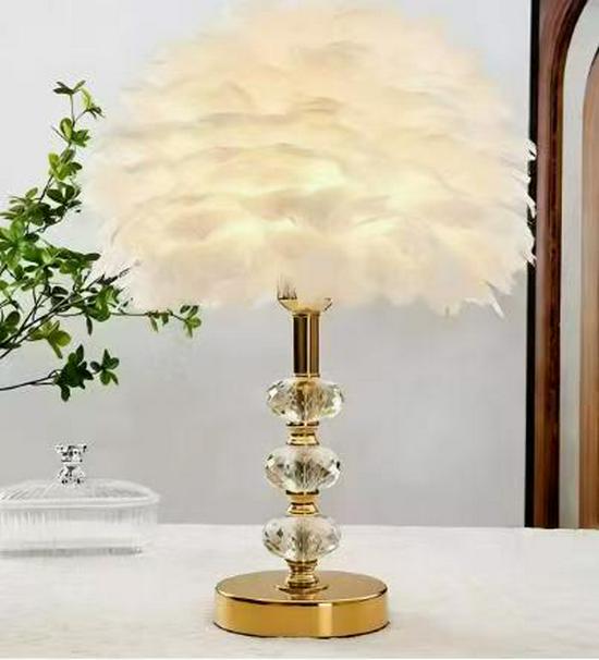 Nordic Gold Dimmable LED Feather Desk and Bedside Lamp
