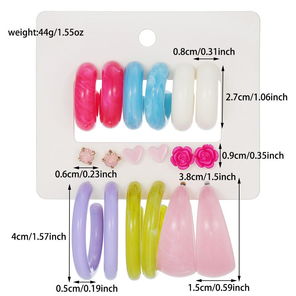 Best-selling C-shaped Stud Earring Set, Korean Fashionable Acrylic Sweet Earrings