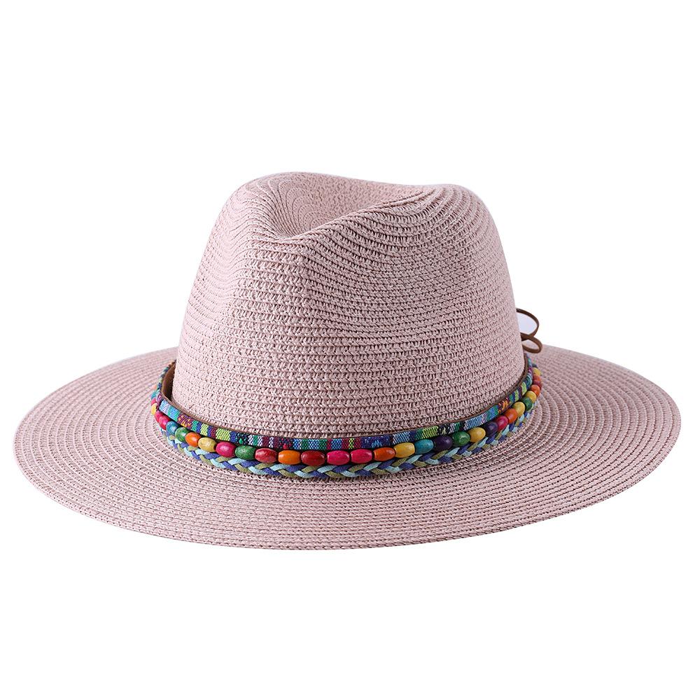 2022 Summer Hat for Women Men Wide Brim Panama Sun Straw Hats Travel Beach Jazz Fedora Hat