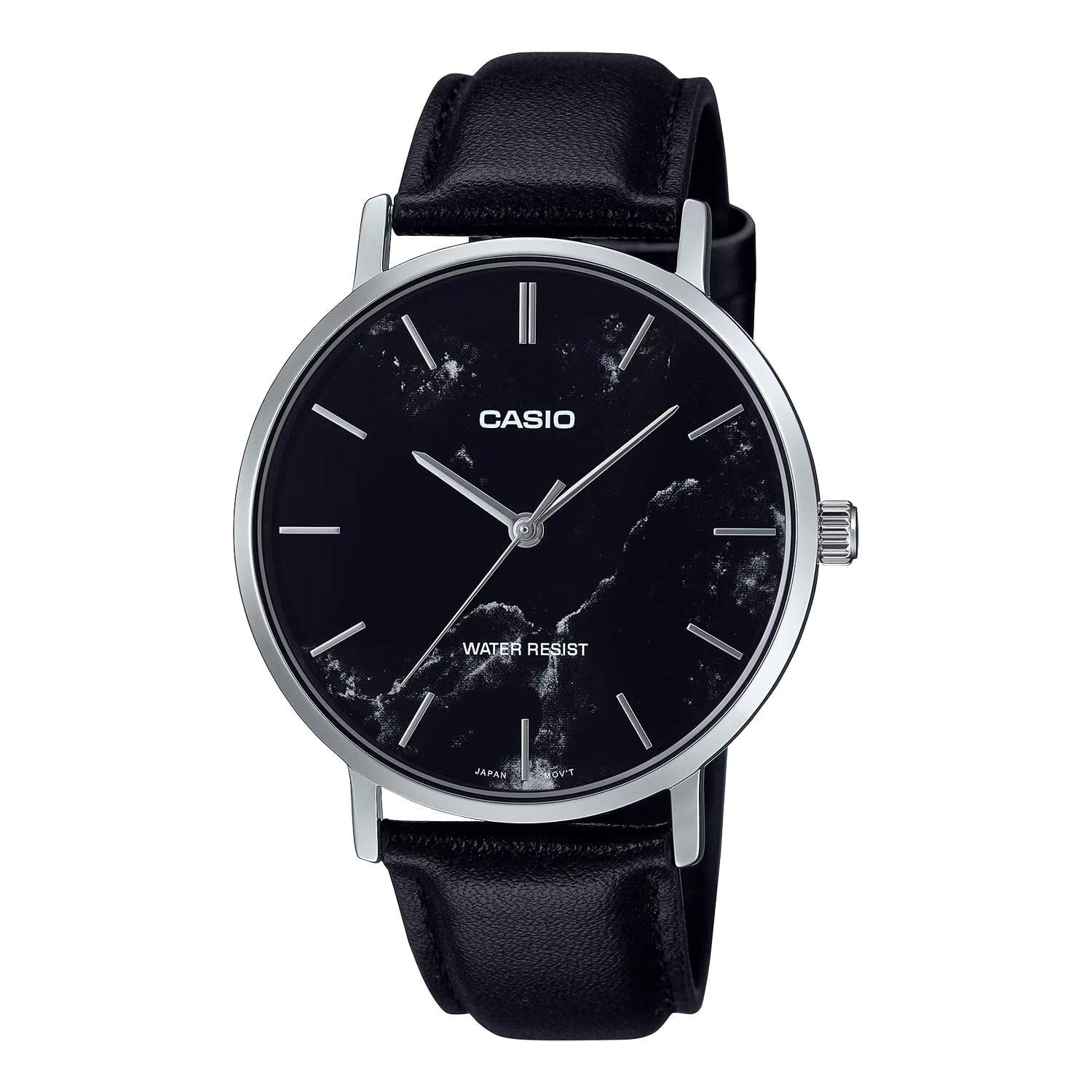 

Часы кварцевые CASIO Black Marble x Black Leather Band Overseas Model [Casio] Мужские MTP-VT01LM-1A [Товар]
