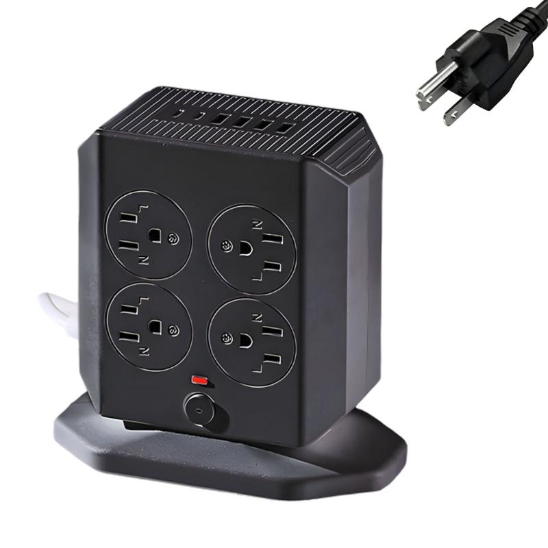 

Multiple Device Charging Station Vertical Design 8 Outlets Small Power Tower Plastic Texture for Desks and Travel чорний