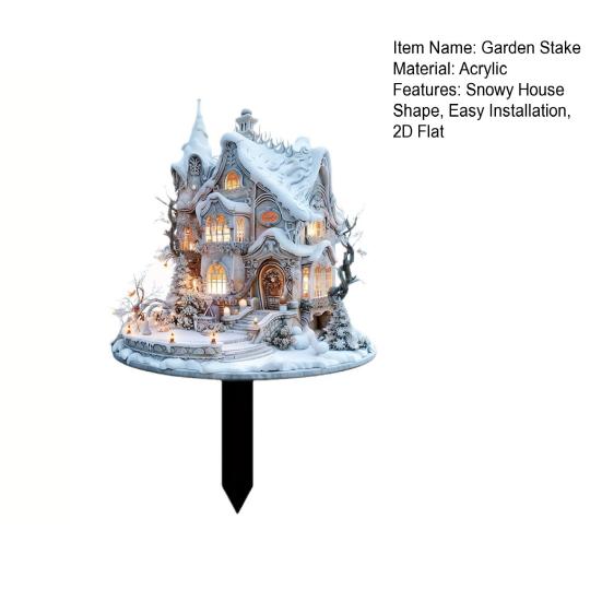 Cu zăpadă țăruș 2D plat acrilic jardinieră inserție decorare ghiveci de flori ornamente de grădină țeavă pentru balcon curte gazon