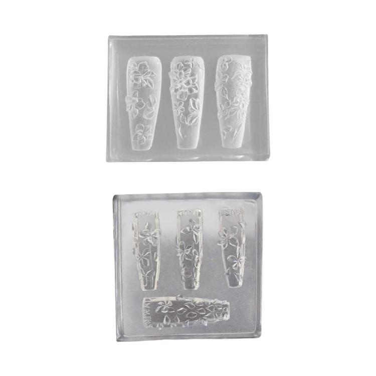 Multipurpose Nail Art Template Tool Stylish Silicone Nail Art Molds Embossing Carving Templates for Nail Enthusiasts
