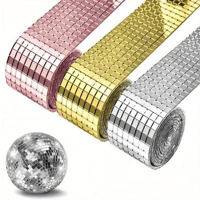 4x100cm Creative DIY Glass Mirror Stickers Mosaic Glass Self-adhesive Mirror Wall Stickers 3D Background Wall Mirror Decoration
