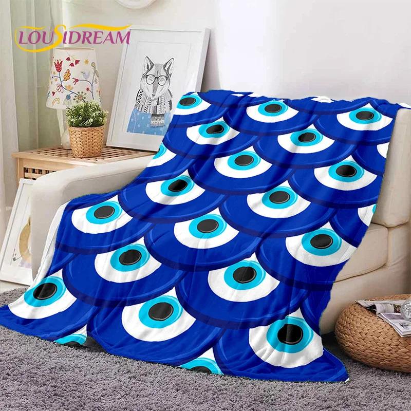 3D Boze Oog Turkije Blauw Nazar Oog van Horus Zachte Flanel Dekens, Plaid Comfortabele Deken voor Picknick Bedden Bank Slaapkamer