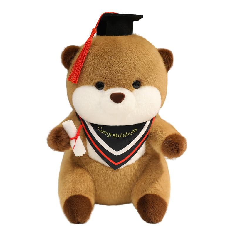 25cm Cute Graduation Otter Plush Doll High Quality Cartoon Doctor Hat Sea Otter Plush Toy Home Decor Gift about 25cm синий
