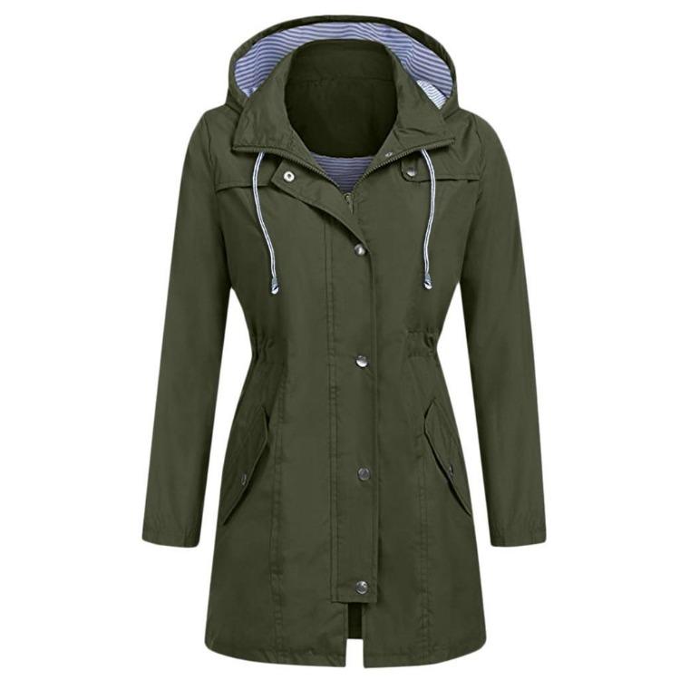 Waterproof Windproof Raincoat Hooded Jacket Outdoor Women Hoodie Solid Rain Jacket S