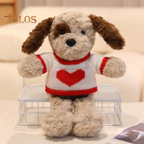 Adoptable Stuffed Dog Plush with Sweater Realistic Teddy Doll Toy with Removable Clothes 30cm Huggable Gifts for Kids