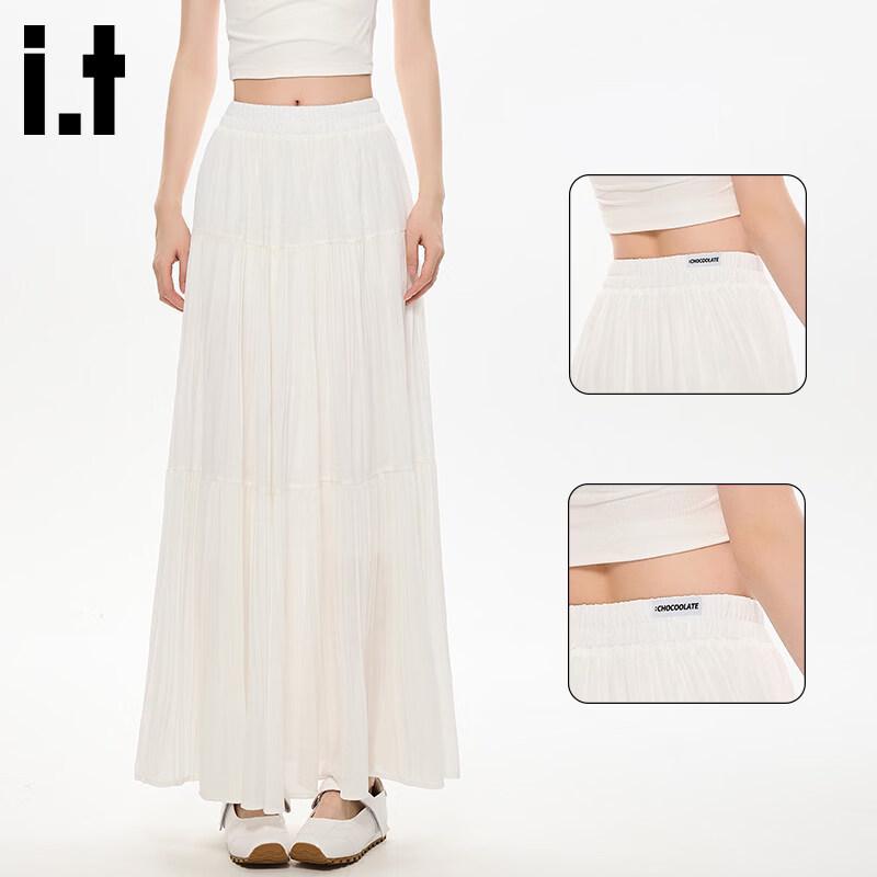 High-Waist Pleated Mesh A-Line Skirt L