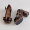 Piaohong francuskie eleganckie retro buty Mary Jane w kratę z kokardą damskie 2025 nowe jesienno-zimowe wszechstronne pojedyncze buty