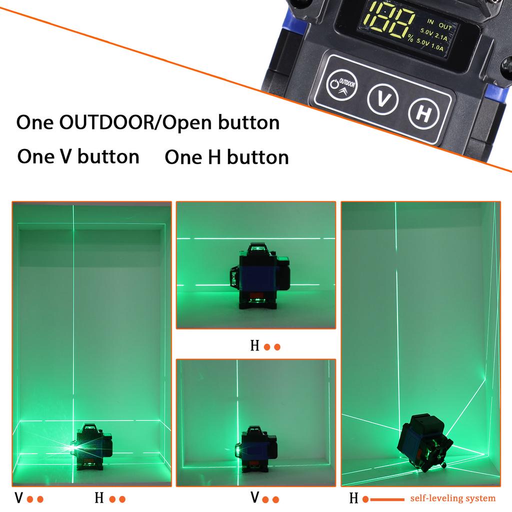 Multifunctional 4D 16 Lines Laser Level 3 degrees  Selfleveling Machine USB Rechargeable Lithium Battery