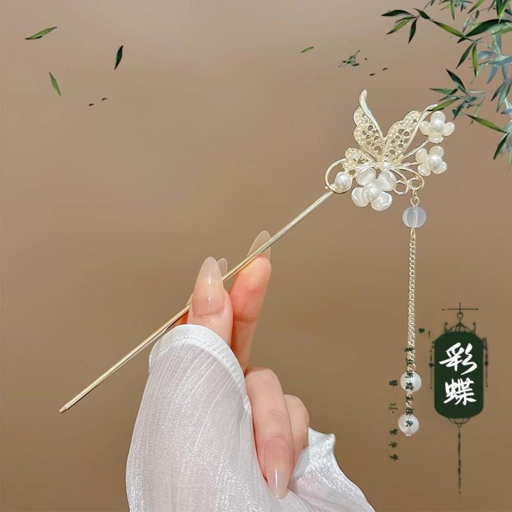 Elegant Chinese Style Hair Clip Tassel Hair Stick Traditional Floral Design Hairstyle Accessory Women Jewelry Hairpin Hairneedle