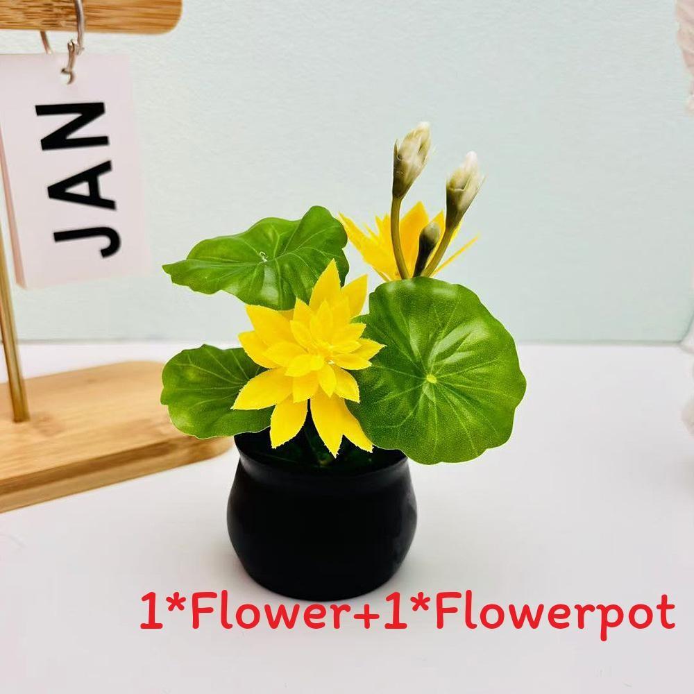 Lotus Plastic Potted Green Plant Potted Plant For Home Living Decor Room