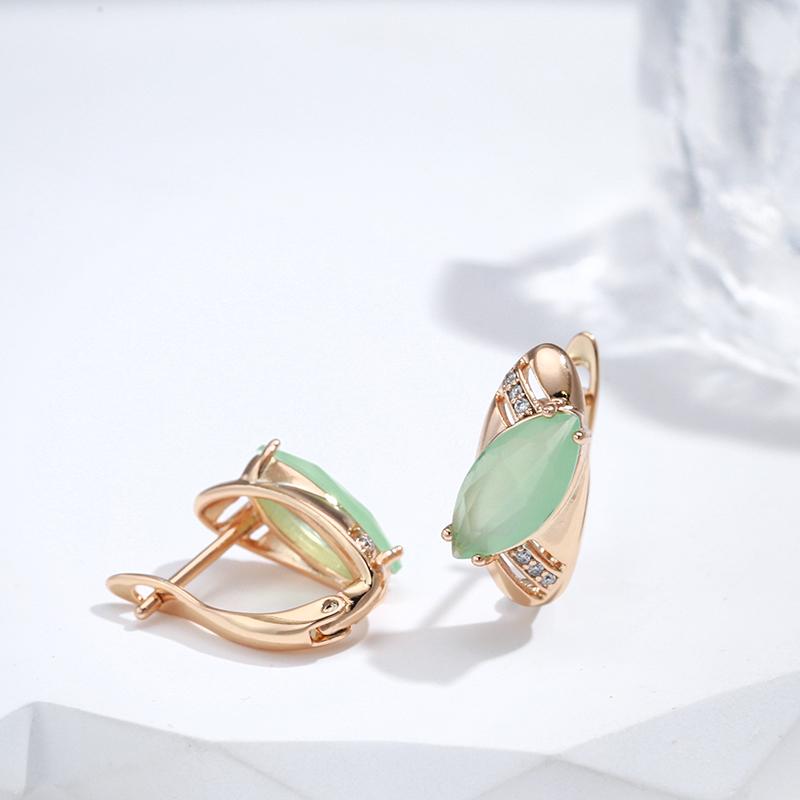New Emerald Rhombus Cut Zircon With  Rose Gold Drop Earrings For Women Unusual Luxury Daily Jewelry  Best Design