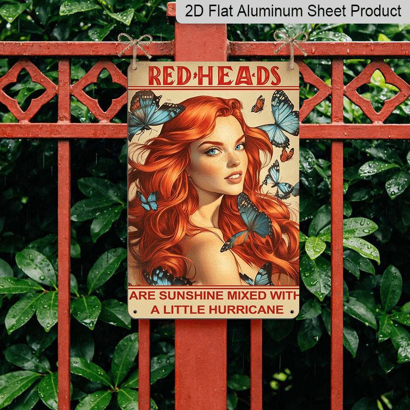 2D Flat Redheads Are Sunshine & Hurricane Wall Sign - Empowering Redhair-Themed Aluminum for, Office, or Decor - 8×12 Inch Redhead Pride Decoration