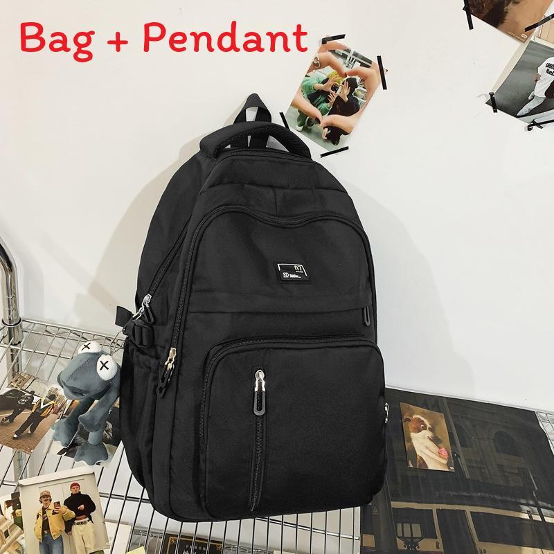 Nylon School Backpack For Teens With Design And Laptop Compartment чёрный