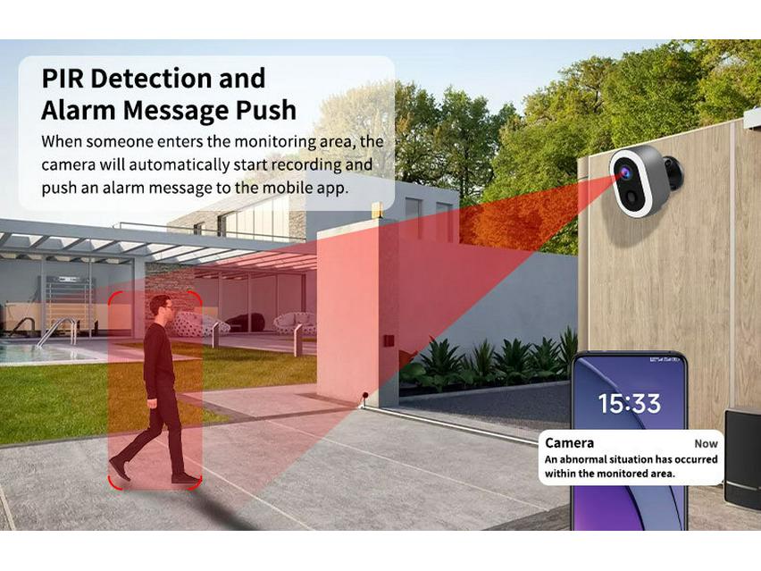 2K Tuya WiFi Wireless Battery 3MP CCTV PIR Camera