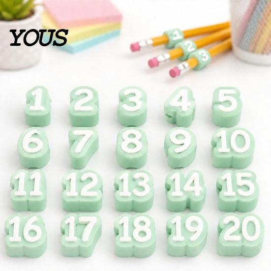 Teacher Classroom Organization Supplies 20 Pcs 1-20 Numbered Pencil Toppers, Reusable Labels Toppers Set for Teachers, Tracking Markers
