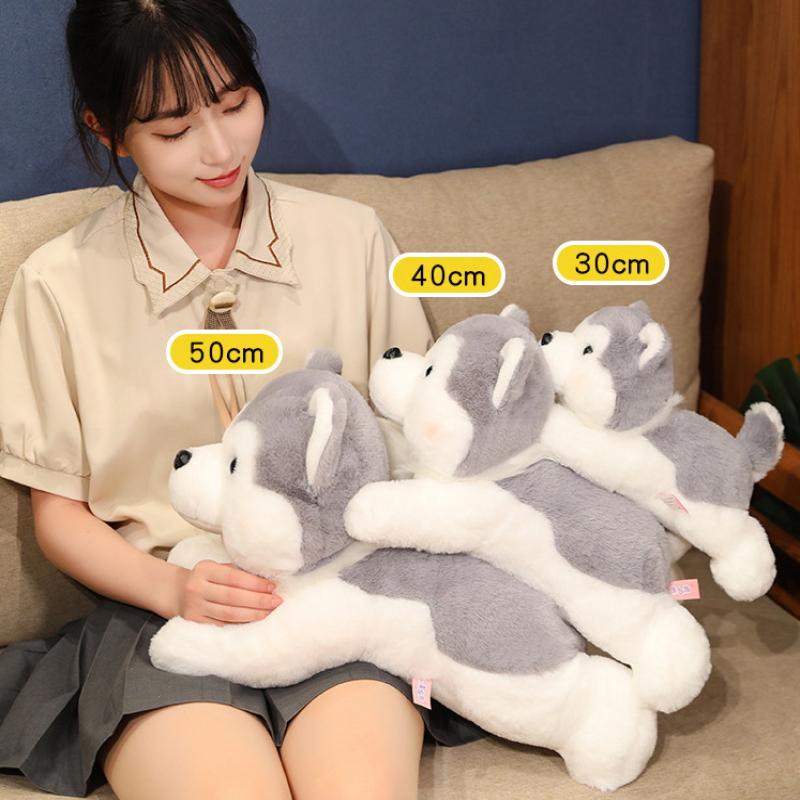 1 Piece 30/40Cm Stuffed Animal Soft Kawaii Lying Brown Pet Puppy Pillow Doll Toys Cute Husky Dog Plush Toy For Xmas Gift