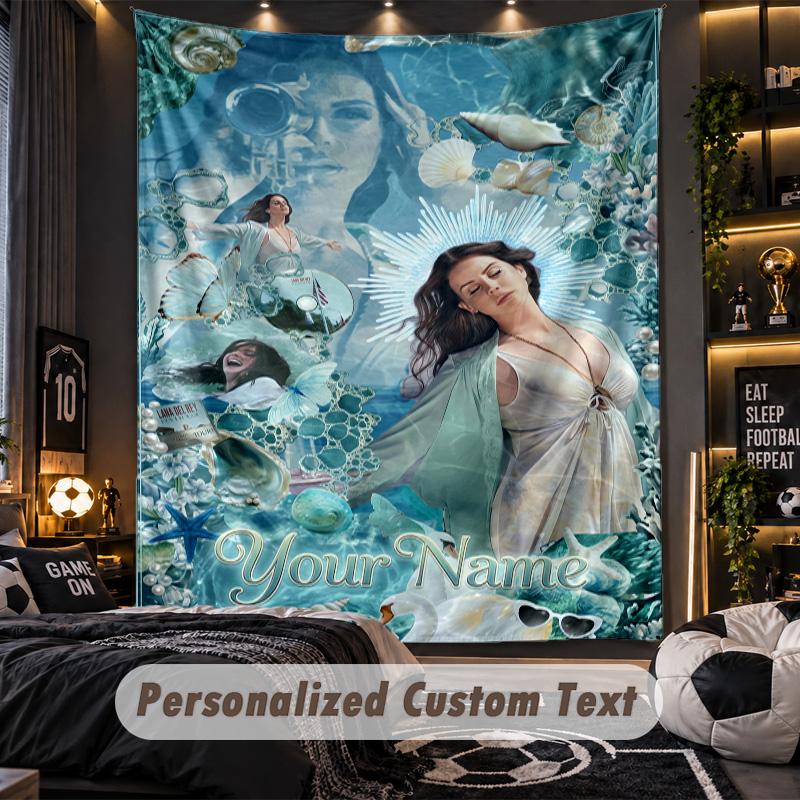 Personalisierte Wandtapisserie, Lana Del Rey Individuell Bedruckter Name, Stoff-Wandkunst für Innenraum-Hintergrund