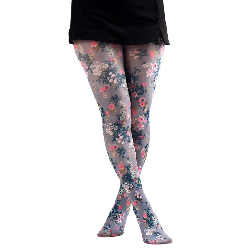 Multicolor Patterned Footed Tights for Women Printed Pantyhose Stockings for Dress Skirt Layering In Spring Fall Office and Daily Wear