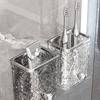 Stylish Glaciers Hanging Organizer for Toothbrush and Toothpaste Space Saving Box Self Adhesive Razors Storage Rack