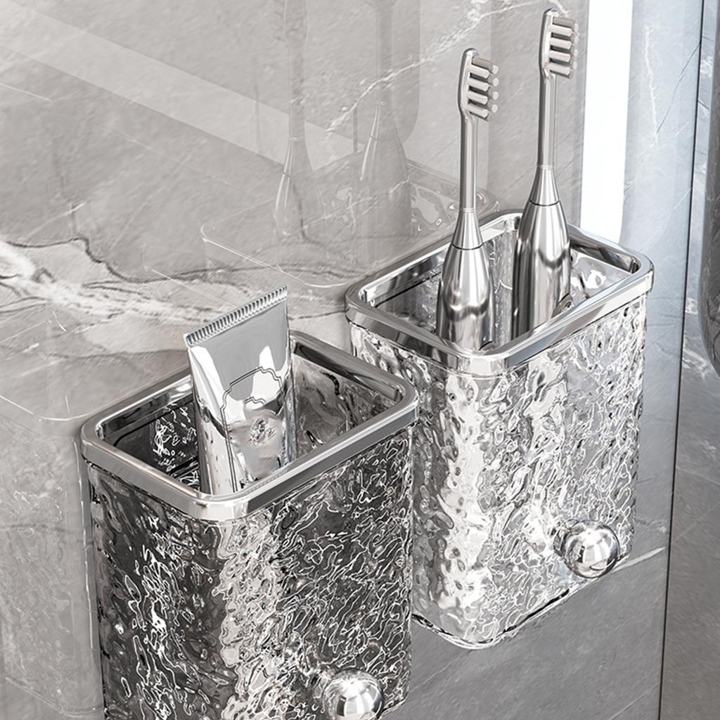 Stylish Glaciers Hanging Organizer for Toothbrush and Toothpaste Space Saving Box Self Adhesive Razors Storage Rack
