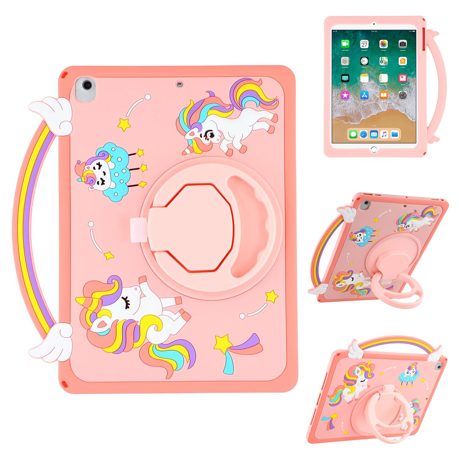 

Для iPad 9,7 дюймів (2018 р)/(2017 р) Чохол-ручка з обертовою підставкою Єдиноріг Силіконовий чохол для планшета Type A