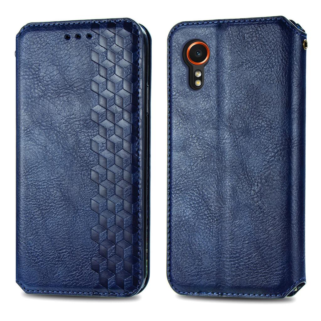 For Samsung Galaxy Xcover7 PU Leather Case Rhombus Imprint Wallet Stand Phone Cover