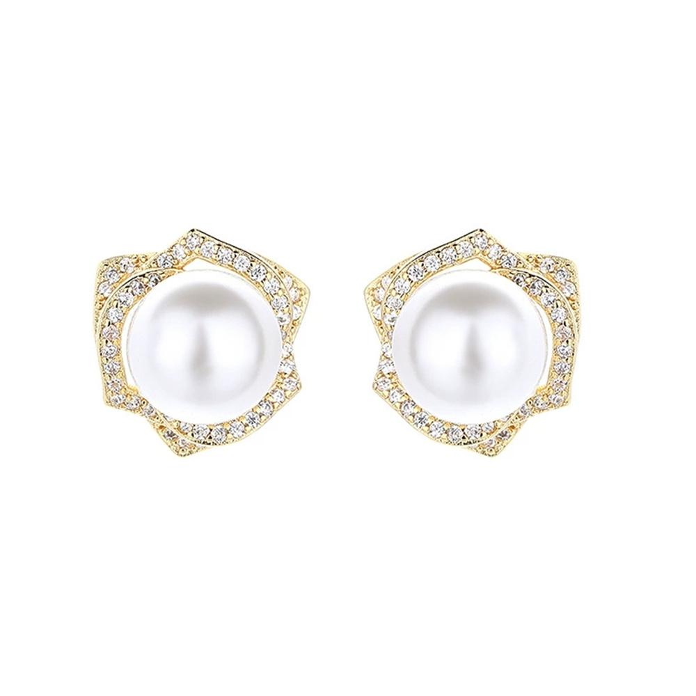 Boucles d'oreilles Puces Mignonnes pour Femme Petit Zircon Blanc Couleur Or Vintage Cadeau de Mariage Fête Pour Femmes