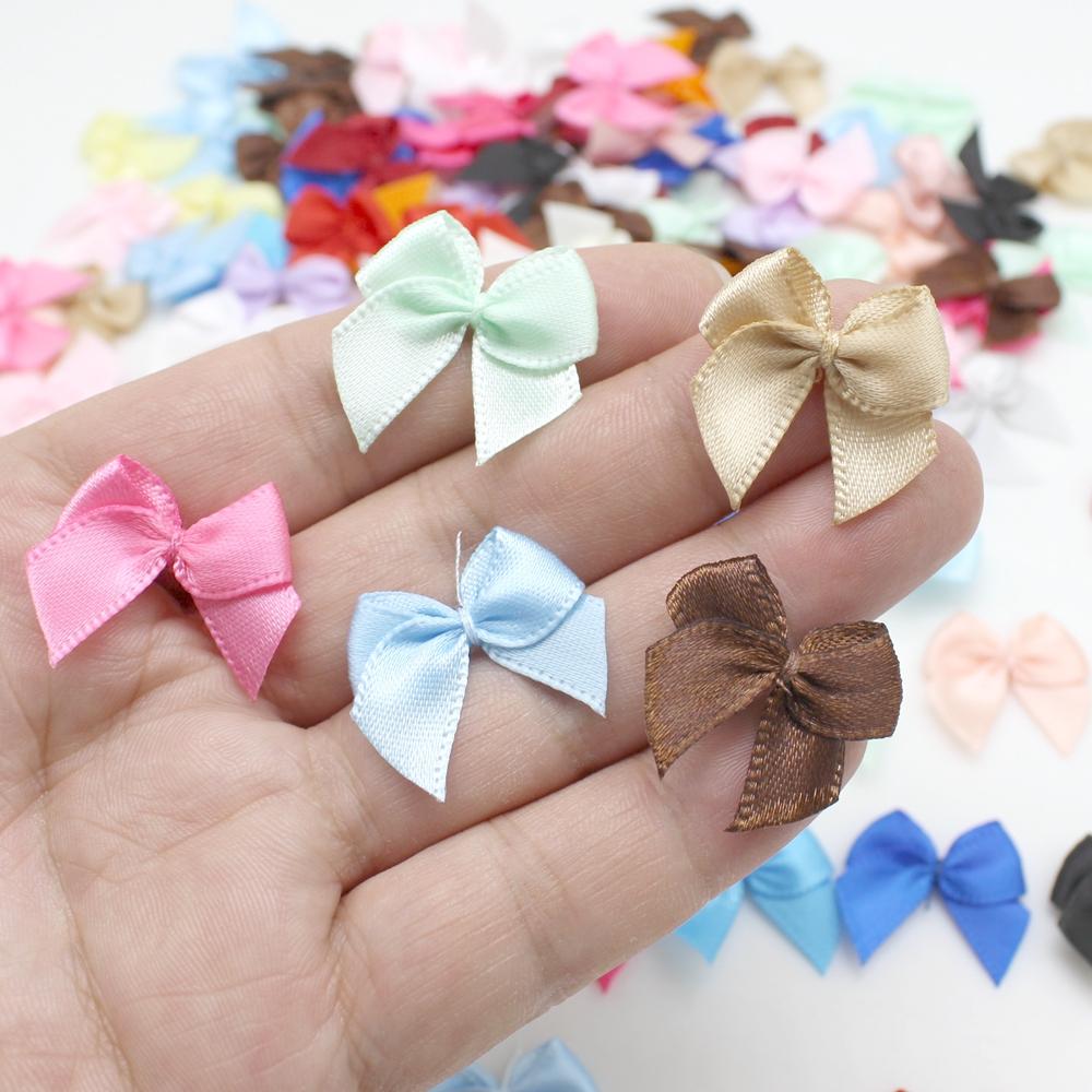 50 or 100pcs 25mm Colourful Ribbon Bows Small Size Polyester Satin Ribbon Bow Flower DIY Craft Decoration