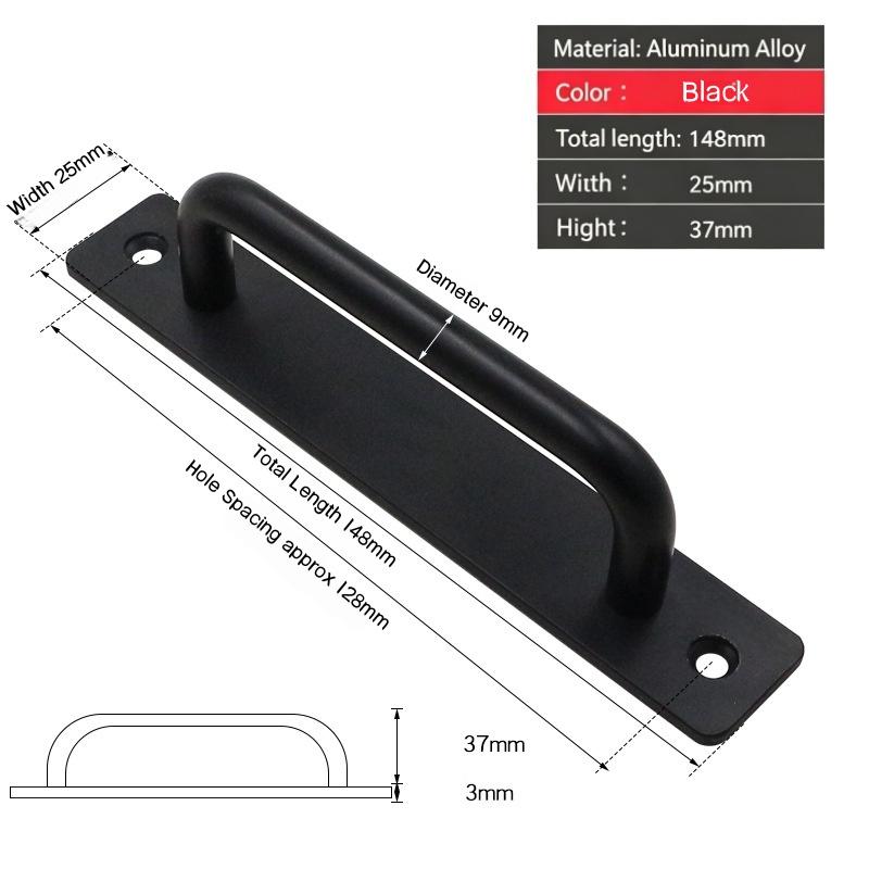 Black/Silver/Gold Barn Door Handles,Sliding Door Handle,Cabinet Handle,Door Pull Handle,Aluminum Alloy Door Push Pull with Plate