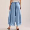 Women's Relaxed Fit Elastic Waist Wide Leg Pants with Lace Hem Casual Style Lightweight Fabric for Everyday Wear