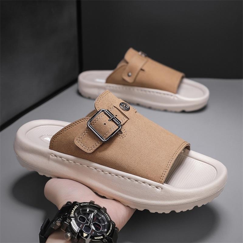 Fashion CYYTL Mens Slippers Casual Summer Shoes Beach Sandals Outdoor Slides Leather Walking Comfort Lightweight Luxury Designer Fashion