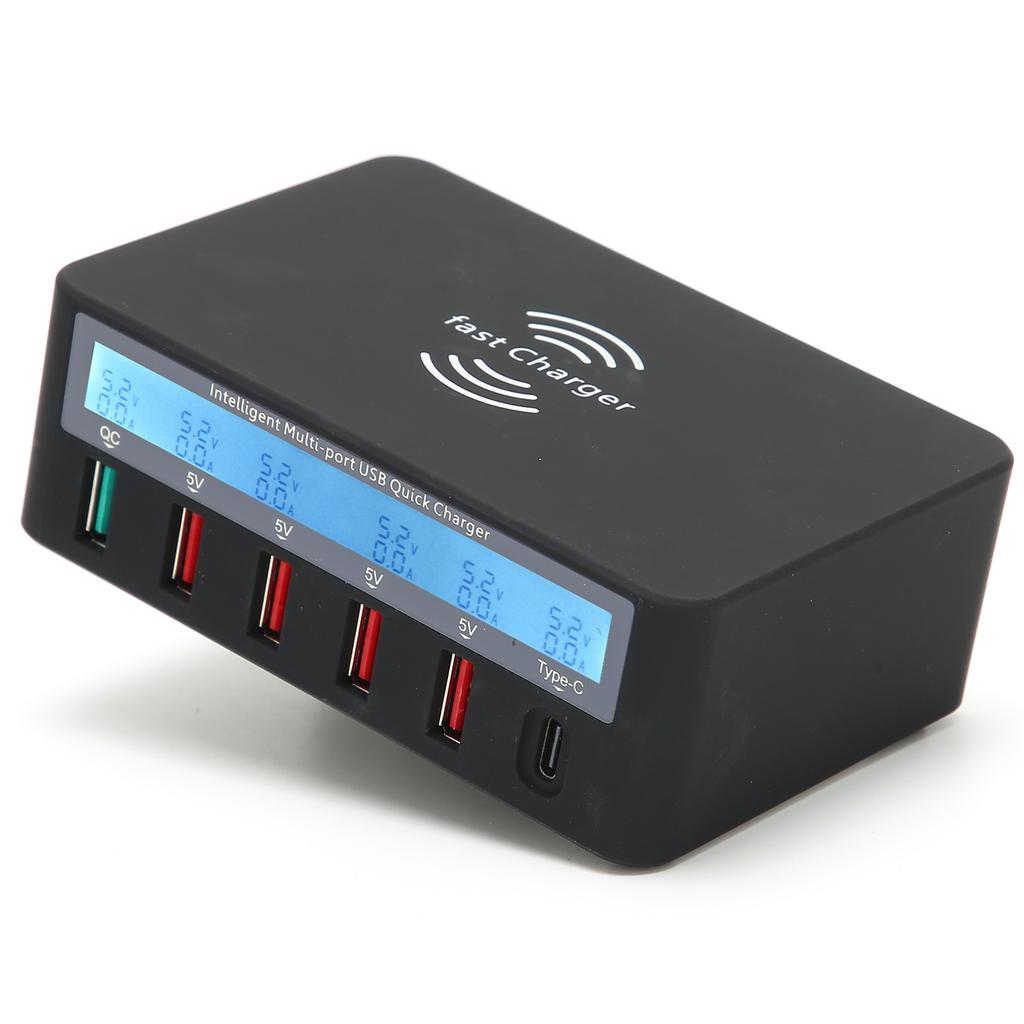 Ladegerät Kabellos Multiport USB Schnellladung TypeC Hub mit Smart Display AC