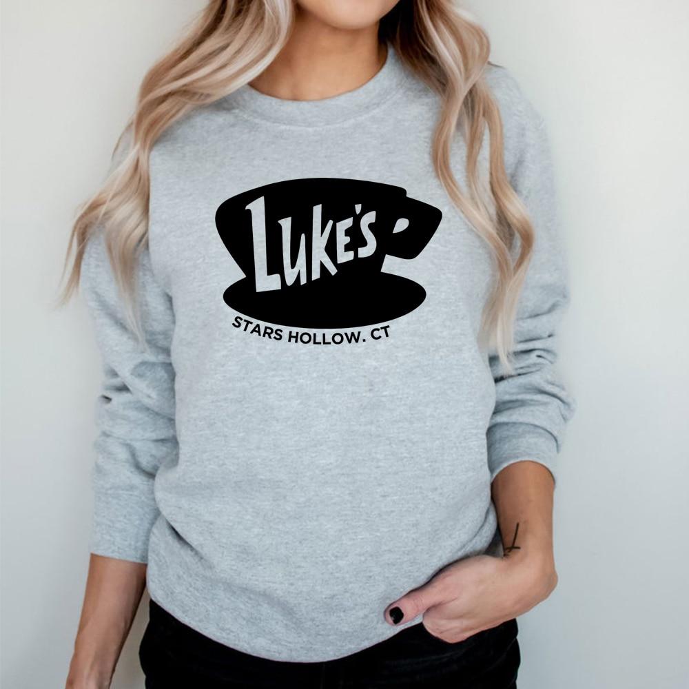 

Ретро Дівчина Gilmore Світшот Vintage Lukes Diner Толстовка Star Hollow Pulover Жіноче ТВ Шоу Gilmore Girl Светри з круглим вирізом 3XL сірий